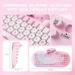 YUNZII C68 Wireless Mechanical Keyboard,65% Layout,Hot Swap,Triple Mode BT5.0/2.4G/Wired, RGB Backlit NKRO,Cute Cat Silicone Ergonomic Design for Win/Mac (Pink, Milk Switch)