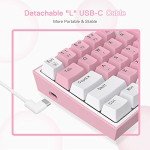 Redragon K617 Fizz 60% Wired RGB Gaming Keyboard, 61 Keys Hot-Swap Compact Mechanical Keyboard w/White and Pink Color Keycaps, Linear Red Switch, Pro Driver/Software Supported