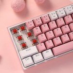 Redragon K617 Fizz 60% Wired RGB Gaming Keyboard, 61 Keys Hot-Swap Compact Mechanical Keyboard w/White and Pink Color Keycaps, Linear Red Switch, Pro Driver/Software Supported
