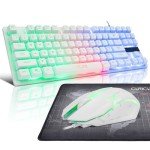Gaming Keyboard 87 Key TKL Wired Keyboard,CHONCHOW Rainbow Led Backlight White Keyboard Mouse 3200DPI Cute Keyboard Combo Compatible with PC Laptop Ps4 Ps5 Xbox Gamer