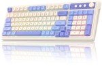 AULA 99 Key Keyboard, Tri-Mode Bluetooth/2.4GHz/USB-C Cute Creamy Gaming Keyboard with Number Pad RGB Backlit, Media Knob Custom Mechanical Feel Computer Keyboards for MAC Xbox PC Gamer - Purple