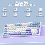 AULA F99 Wireless Mechanical Keyboard,Tri-Mode BT5.0/2.4GHz/USB-C Hot Swappable Custom Keyboard,Pre-lubed Linear Switches,Gasket Structure,RGB Backlit Gaming Keyboard for PC/Tablet/Xbox/PS4/PS5