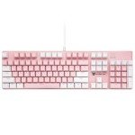 Merdia Mechanical Keyboard Gaming Keyboard | Blue Switch, Pink & White Color, White Backlit Keyboard | 104 Keys US Layout | Wired Gaming Keyboard | Hot Swappable Mechanical Keyboard | PC Keyboard