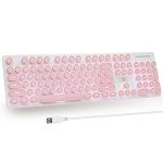 iTastatur Typewriter Keyboard 104-key Punk Gaming Retro Keyboard LED White Backlit Cute Keyboard with Wired USB Suitable for PC/Win/Mac/Laptop Computer Keyboard（Pink）