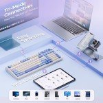 AULA 99 Key Keyboard, Tri-Mode Bluetooth/2.4GHz/USB-C Cute Creamy Gaming Keyboard with Number Pad RGB Backlit, Media Knob Custom Mechanical Feel Computer Keyboards for MAC Xbox PC Gamer - Purple