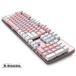 Merdia Mechanical Keyboard Gaming Keyboard | Blue Switch, Pink & White Color, White Backlit Keyboard | 104 Keys US Layout | Wired Gaming Keyboard | Hot Swappable Mechanical Keyboard | PC Keyboard