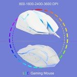 Gaming Keyboard 87 Key TKL Wired Keyboard,CHONCHOW Rainbow Led Backlight White Keyboard Mouse 3200DPI Cute Keyboard Combo Compatible with PC Laptop Ps4 Ps5 Xbox Gamer