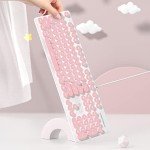 iTastatur Typewriter Keyboard 104-key Punk Gaming Retro Keyboard LED White Backlit Cute Keyboard with Wired USB Suitable for PC/Win/Mac/Laptop Computer Keyboard（Pink）