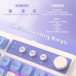 AULA 99 Key Keyboard, Tri-Mode Bluetooth/2.4GHz/USB-C Cute Creamy Gaming Keyboard with Number Pad RGB Backlit, Media Knob Custom Mechanical Feel Computer Keyboards for MAC Xbox PC Gamer - Purple