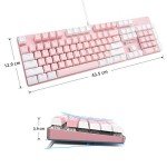 Merdia Mechanical Keyboard Gaming Keyboard | Blue Switch, Pink & White Color, White Backlit Keyboard | 104 Keys US Layout | Wired Gaming Keyboard | Hot Swappable Mechanical Keyboard | PC Keyboard