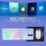 Gaming Keyboard 87 Key TKL Wired Keyboard,CHONCHOW Rainbow Led Backlight White Keyboard Mouse 3200DPI Cute Keyboard Combo Compatible with PC Laptop Ps4 Ps5 Xbox Gamer