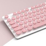 iTastatur Typewriter Keyboard 104-key Punk Gaming Retro Keyboard LED White Backlit Cute Keyboard with Wired USB Suitable for PC/Win/Mac/Laptop Computer Keyboard（Pink）