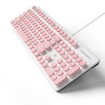 iTastatur Typewriter Keyboard 104-key Punk Gaming Retro Keyboard LED White Backlit Cute Keyboard with Wired USB Suitable for PC/Win/Mac/Laptop Computer Keyboard（Pink）