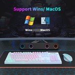 HUO JI Gaming Keyboard USB Wired with Rainbow LED Backlit, Floating Keys, Mechanical Feeling, Spill Resistant, Ergonomic for Xbox, PS Series, Desktop, Computer, PC, Purple Blue