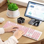 iTastatur Typewriter Keyboard 104-key Punk Gaming Retro Keyboard LED White Backlit Cute Keyboard with Wired USB Suitable for PC/Win/Mac/Laptop Computer Keyboard（Pink）