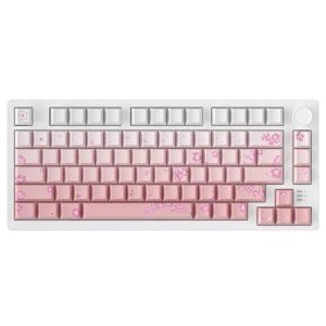 DAREU EK75PRO Sakura Pink Wireless Gaming Keyboard,75% RGB Hot-Swappable Mechanical Keyboard with Knob,2.4Ghz/BT5.1/USB-C Connectivity, Gasket Mount, PBT Keycaps, Linear Dream Switch for Win/MAC