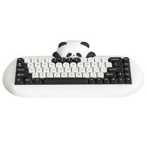 YUNZII C68 Panda Wireless Mechanical Gaming Keyboard, 68 Keys Cute Layout with PBT Keycaps,RGB Backlit, Hot Swappable,Creamy Switches,BT5.0/2.4G/Wired for Win/Mac(Panda Switch,White)