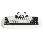 YUNZII C68 Panda Wireless Mechanical Gaming Keyboard, 68 Keys Cute Layout with PBT Keycaps,RGB Backlit, Hot Swappable,Creamy Switches,BT5.0/2.4G/Wired for Win/Mac(Panda Switch,White)