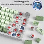 Fogruaden Wired 75% Mechanical Gaming Keyboard 75 Percent Matcha Keyboard Hot Swappable Gasket Mount, Red Switch, RGB Backlit 82 Keys TKL Mechanical Keyboard, NKRO Compact Keyboard with Knob