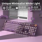 SEUNKWANG EWEADN Typewriter Style Mechanical Gaming Keyboard,104 Keys Backlit LED Keyboard, Media Control Knob, Wired Computer Keyboard Pink Switch for Windows/Mac/PC-Purple