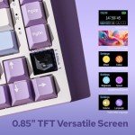 EPOMAKER Ajazz AK820 Pro 75% Mechanical Keyboard, Gasket-Mounted Gaming Keyboard with TFT Smart Display&Knob, Bluetooth 5.1/2.4G Wireless/Type-C Wired Custom Keyboard (Purple, Gift Switch)