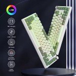 Fogruaden Wired 75% Mechanical Gaming Keyboard 75 Percent Matcha Keyboard Hot Swappable Gasket Mount, Red Switch, RGB Backlit 82 Keys TKL Mechanical Keyboard, NKRO Compact Keyboard with Knob