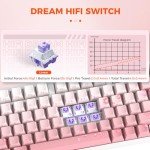 DAREU EK75PRO Sakura Pink Wireless Gaming Keyboard,75% RGB Hot-Swappable Mechanical Keyboard with Knob,2.4Ghz/BT5.1/USB-C Connectivity, Gasket Mount, PBT Keycaps, Linear Dream Switch for Win/MAC