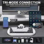 YUNZII C68 Panda Wireless Mechanical Gaming Keyboard, 68 Keys Cute Layout with PBT Keycaps,RGB Backlit, Hot Swappable,Creamy Switches,BT5.0/2.4G/Wired for Win/Mac(Panda Switch,White)