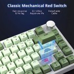Fogruaden Wired 75% Mechanical Gaming Keyboard 75 Percent Matcha Keyboard Hot Swappable Gasket Mount, Red Switch, RGB Backlit 82 Keys TKL Mechanical Keyboard, NKRO Compact Keyboard with Knob