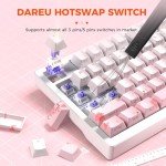 DAREU EK75PRO Sakura Pink Wireless Gaming Keyboard,75% RGB Hot-Swappable Mechanical Keyboard with Knob,2.4Ghz/BT5.1/USB-C Connectivity, Gasket Mount, PBT Keycaps, Linear Dream Switch for Win/MAC