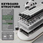 YUNZII C68 Panda Wireless Mechanical Gaming Keyboard, 68 Keys Cute Layout with PBT Keycaps,RGB Backlit, Hot Swappable,Creamy Switches,BT5.0/2.4G/Wired for Win/Mac(Panda Switch,White)