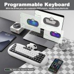 YUNZII C68 Panda Wireless Mechanical Gaming Keyboard, 68 Keys Cute Layout with PBT Keycaps,RGB Backlit, Hot Swappable,Creamy Switches,BT5.0/2.4G/Wired for Win/Mac(Panda Switch,White)