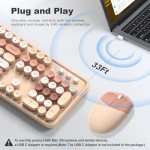MOFII Wireless Keyboard and Mouse Combo,2.4GHz Retro Full-Size Keyboard with Number Pad and Cute Wireless Mouse for Computer PC Desktops Laptop WindowsxP/7/8/10(Milk Tea Colorful-B)