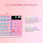 RGB Pink Gaming Keyboard and Mouse Combo,87 Keys Wired Backlit Mechanical Feeling with 7200 DPI Set for PC MAC PS4 Xbox Laptop