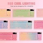 RGB Pink Gaming Keyboard and Mouse Combo,87 Keys Wired Backlit Mechanical Feeling with 7200 DPI Set for PC MAC PS4 Xbox Laptop