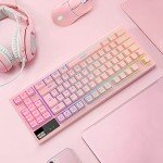 RGB Pink Gaming Keyboard and Mouse Combo,87 Keys Wired Backlit Mechanical Feeling with 7200 DPI Set for PC MAC PS4 Xbox Laptop