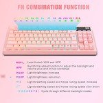 RGB Pink Gaming Keyboard and Mouse Combo,87 Keys Wired Backlit Mechanical Feeling with 7200 DPI Set for PC MAC PS4 Xbox Laptop