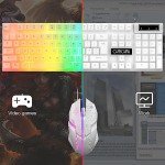 CHONCHOW LED Keyboard and Mouse, 104 Keys Rainbow Backlit Keyboard and 7 Color RGB Mouse, White Gaming Keyboard and Mouse Combo for PC Laptop Xbox PS4 Gamers and Work