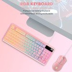 RGB Pink Gaming Keyboard and Mouse Combo,87 Keys Wired Backlit Mechanical Feeling with 7200 DPI Set for PC MAC PS4 Xbox Laptop