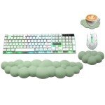 Cloud Wrist Rest Keyboard, PU Leather Memory Foam Wrist Rest for Computer Keyboard, Ergonomic Keyboard Wrist Rest and Cute Mouse Wrist Rest for Gaming,Office,Computer,Typing Pain Relief,Pastel Green