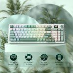 Redragon K719 Wireless Gasket Gaming Keyboard w/Hype Screen & Knob, 95 Keys Mechanical Keyboard, Easy-Control 1.14’’ TFT Info Display, 5-Layer Noise Dampening, Custom Linear Switch, Jade Cloud Color