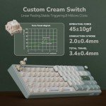 RK ROYAL KLUDGE R65 Wired Mechanical Keyboard with Volume Knob, 60% Percent RGB Backlit Gasket Mount Gaming Keyboard with PBT Keycaps, MDA Profile, QMK/VIA, 66 Keys Hot Swappable Cream Switch, Cyan