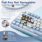 YUNZII B87 Wireless Mechanical Keyboard,QMK/VIA Programmable,TKL Layout 87 Keys,BT/2.4G/USB-C,Hot Swap Gasket Mount RGB Backlit Gaming with Wrist Rest for Win/Mac(Blue, Cocoa Cream V2)
