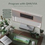 RK ROYAL KLUDGE R65 Wired Mechanical Keyboard with Volume Knob, 60% Percent RGB Backlit Gasket Mount Gaming Keyboard with PBT Keycaps, MDA Profile, QMK/VIA, 66 Keys Hot Swappable Cream Switch, Cyan