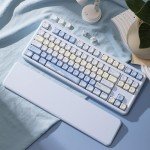 YUNZII B87 Wireless Mechanical Keyboard,QMK/VIA Programmable,TKL Layout 87 Keys,BT/2.4G/USB-C,Hot Swap Gasket Mount RGB Backlit Gaming with Wrist Rest for Win/Mac(Blue, Cocoa Cream V2)