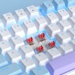 MageGee 75% Mechanical Gaming Keyboard with Red Switch, LED Blue Backlit, 87 Keys Compact TKL Wired Keyboards for Windows Laptop PC Gamer - White/Blue
