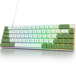 Owpkeenthy Wired 65% Percent Mechanical Gaming Keyboard Creamy Keycaps with Red Switch Ultra Compact RGB 60% Cute Green Gaming Keyboard N-Key Rollover for PC Gamer (Matcha/68 Red Switch)