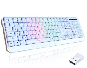 KLIM Chroma Wireless Gaming Keyboard RGB - New 2024 - Long-Lasting Rechargeable Battery - Quick & Quiet Typing - Water Resistant Backlit Wireless Keyboard - Teclado Gamer - PC PS5 PS4 Xbox One Mac