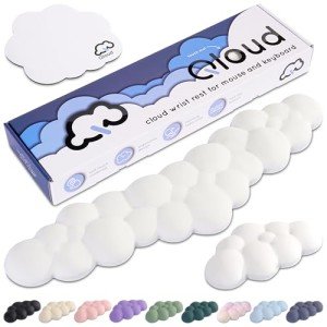 Create-ables Qloud Cloud Wrist Rest Keyboard Wrist Rest for Computer Keyboard Pad, Cloud Keyboard Wrist Rest, Wrist Pad for Keyboard, Memory Foam, Non Slip Base, Comes with Mouse Pad - White