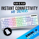 KLIM Chroma Wireless Gaming Keyboard RGB - New 2024 - Long-Lasting Rechargeable Battery - Quick & Quiet Typing - Water Resistant Backlit Wireless Keyboard - Teclado Gamer - PC PS5 PS4 Xbox One Mac